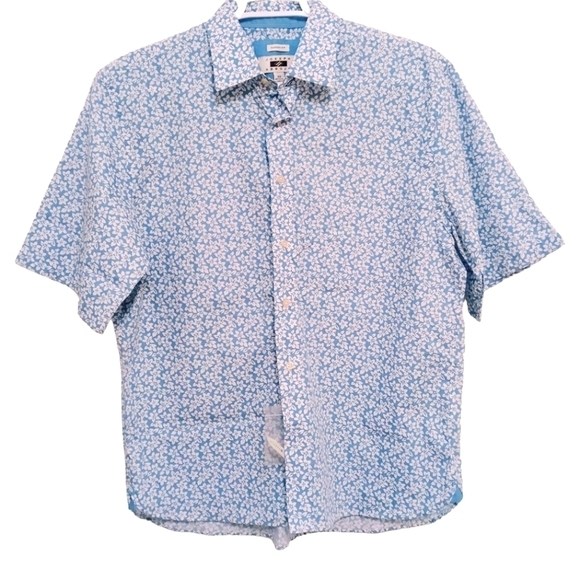 Joseph Abboud Classic Fit‎ Floral Short Sleeve Button Up Front Shirt Plus Casual - Picture 1 of 5